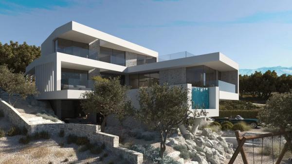 Grundstück mit Projekt für eine Villa mit Pool, 200 Meter vom Meer entfernt – Krk