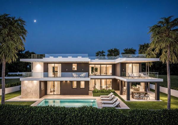 Moderne Eleganz: Villa mit Pool und Meerblick, nur wenige Schritte von der Küste entfernt - Pula