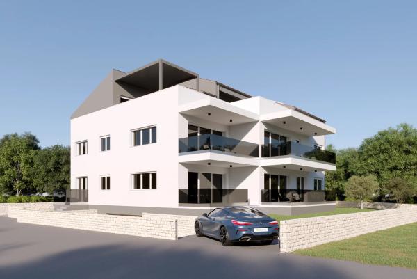 Nowoczesny apartament z dwiema sypialniami, tarasem i garażem, 200 m od morza – Rovinj