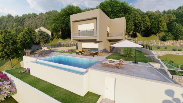 Građevinsko zemljište s projektom za vilu s panoramskim pogledom na more - Opatija